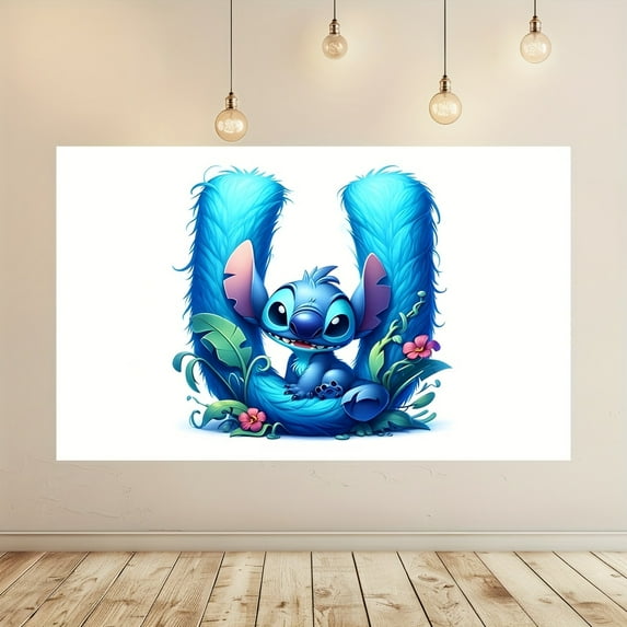 Stitch Birthday Anime Theme Backdrops Banner Birthday Party Decor Supplies,150*100cm