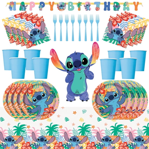 Stitch Birthday Decorations Set for 8 Guests