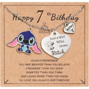 CHENKSHUE Stitch Birthday Gift Necklace for 7/8/9/10/11/12 Years Old girls, Stitch Stuff for Daughter Sister Granddaughter Nieces