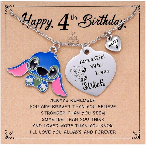 Stitch Birthday Necklace for 3 4 5 6 7 8 9 10 11 12 13 14 15 16 Year Old, Stitch Stuff Birthday Gifts for Daughter Granddaughter Sister Friends