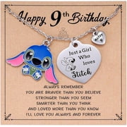 CHENKSHUE Stitch Birthday Necklace for 3 4 5 6 7 8 9 10 11 12 13 14 15 16 Year Old, Stitch Stuff Birthday Gifts for Daughter Granddaughter Sister Friends