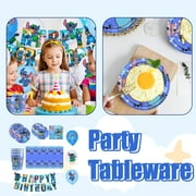 Stitch Birthday Party Decorations – 101Pcs Stitch-Themed Party Supplies & Tableware Set with Happy Birthday Banner, Balloons, Plates, Tablecloth and More – Perfect for Kids' Birthday Party
