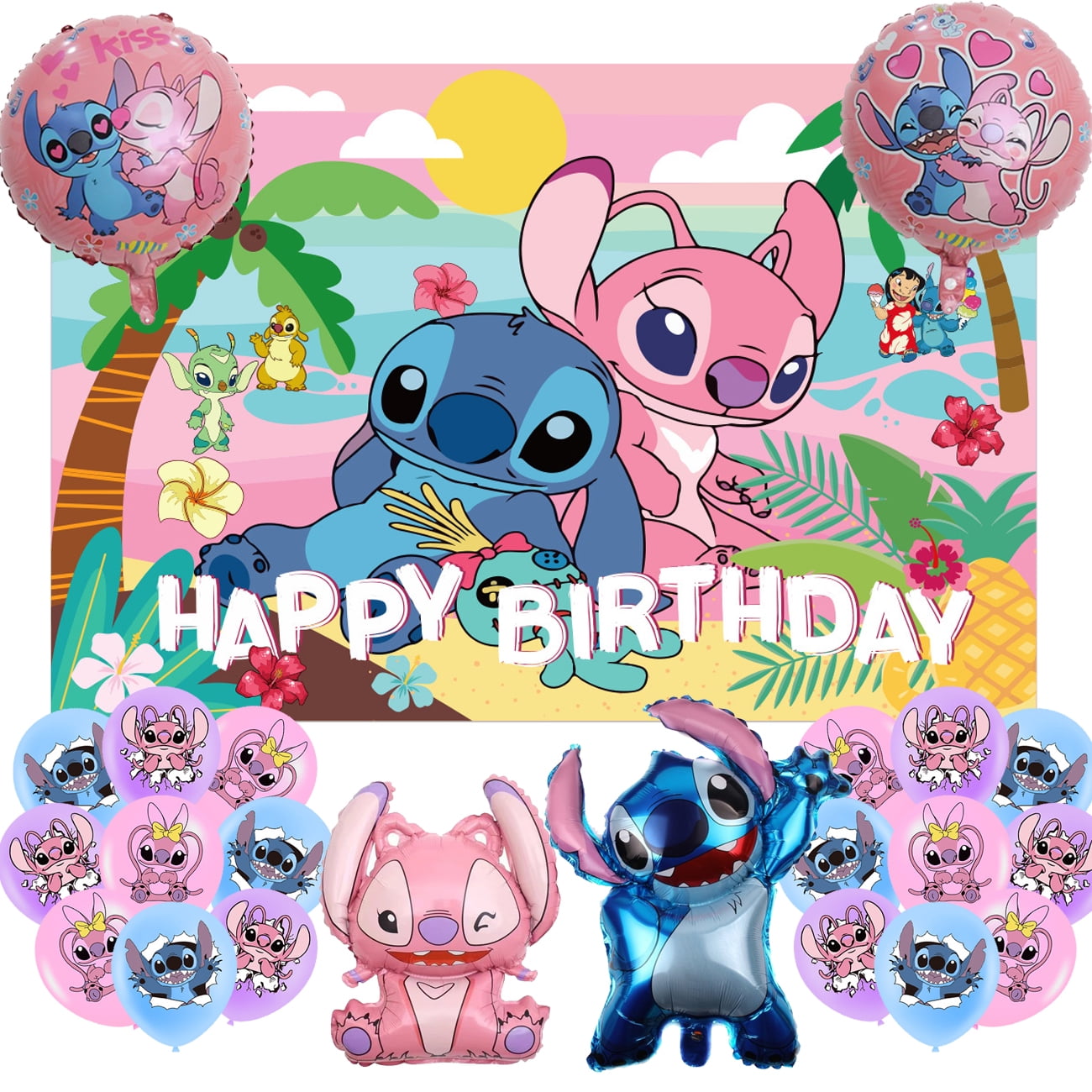 6 PCS Stitch Birthday Party Balloons, Stitch Party Decorations, Stitch  Cartoon Foil Balloons for Kids Boys Girls Birthday and Baby Shower Parties