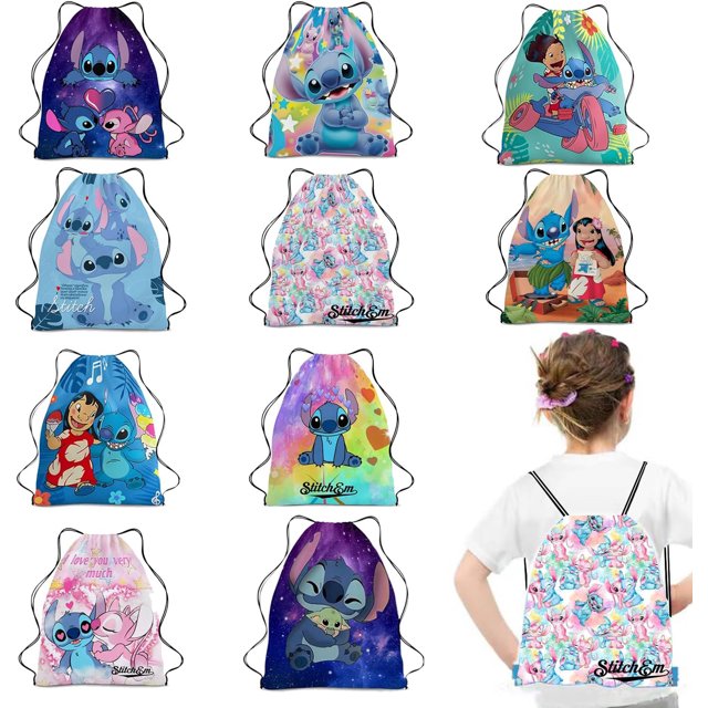 Stitch Birthday Party Favors, 10Pack Lilo and Stitch Drawstring Goodie