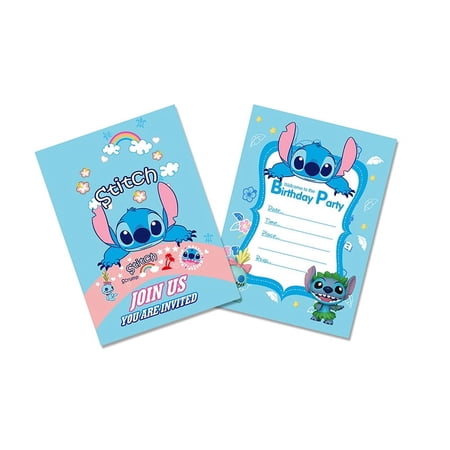 Stitch Birthday Party Invitation & Envelopes,12Pcs