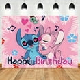 thumbnail image 1 of Stitch Birthday party background banner - cake and candles, polyester wall decoration for indoor/outdoor celebrations, the perfect gift for family and friends, birthday party decoration, 1 of 5