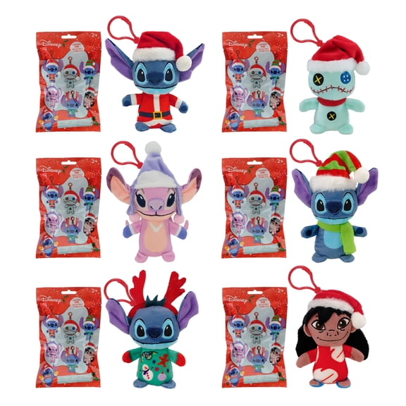 Stitch Blind Bag Plush Characters, 6 Different 4 inch Mini Plush Stitch characters with Clips, by Ruz