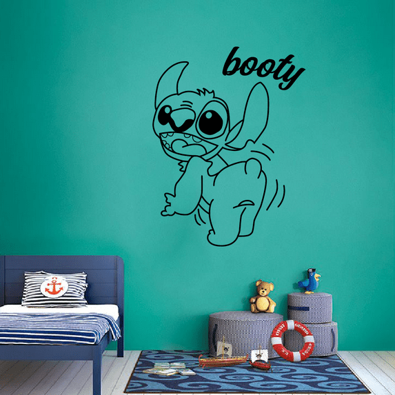 Stitch Booty Cute Lilo and Stitch Disney Cartoon Wall Sticker Art Decal for Girls Boys Room Bedroom Kindergarten Nursery House Fun Home Decors Stickers Wall Art Vinyl Decoration Size (40x24 inch)