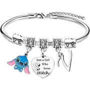 CHENKSHUE Stitch Bracelet with Initial Letter Bracelets for Women Christmas Birthday Gifts Stitch Gifts Stitch Stuff Just A Who Loves Stitch