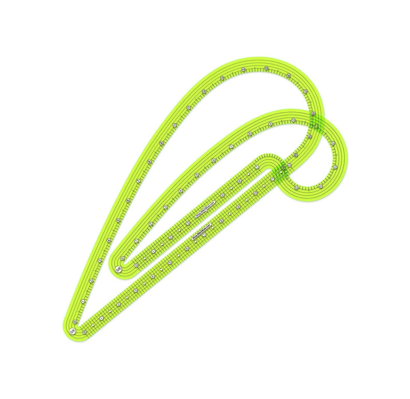 Stitch Buzz 5/8th Seam Allowance Pattern Ruler Set French Curve