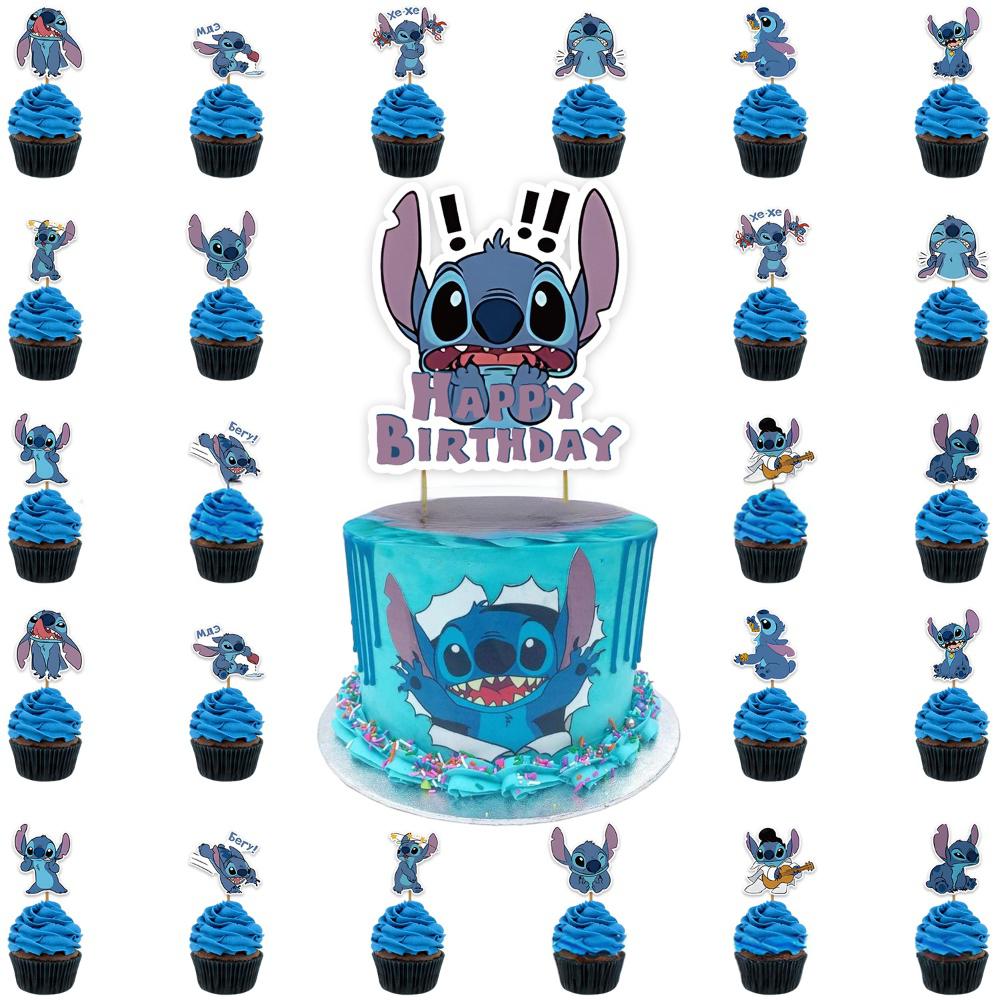 25-Piece Mickey Mouse Cake Topper Set With Glitter & Gold Stars | Birthday Cupcake Decorations For Party Favors