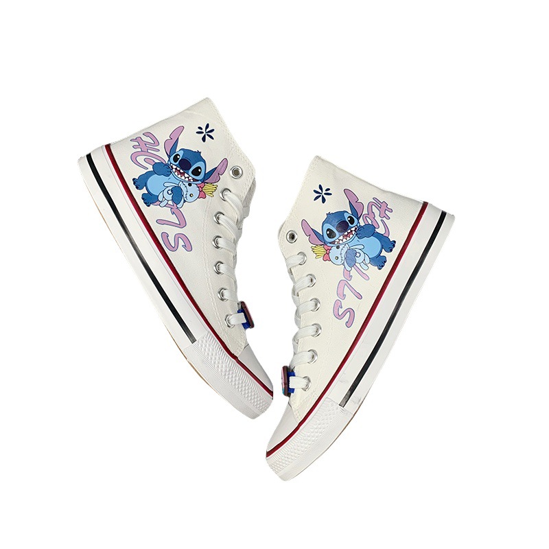 Stitch Canvas Shoes Bathing Hand Painted Custom Sneakers Gifts High Top