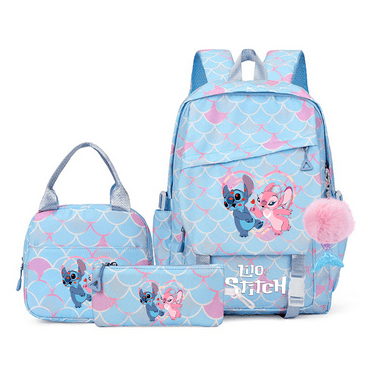 Stitch Cartoon Anime 3 Piece Backpack Lunch Bag & Pencil Case Set Simple Modern Colorful Patterns for Men & Women