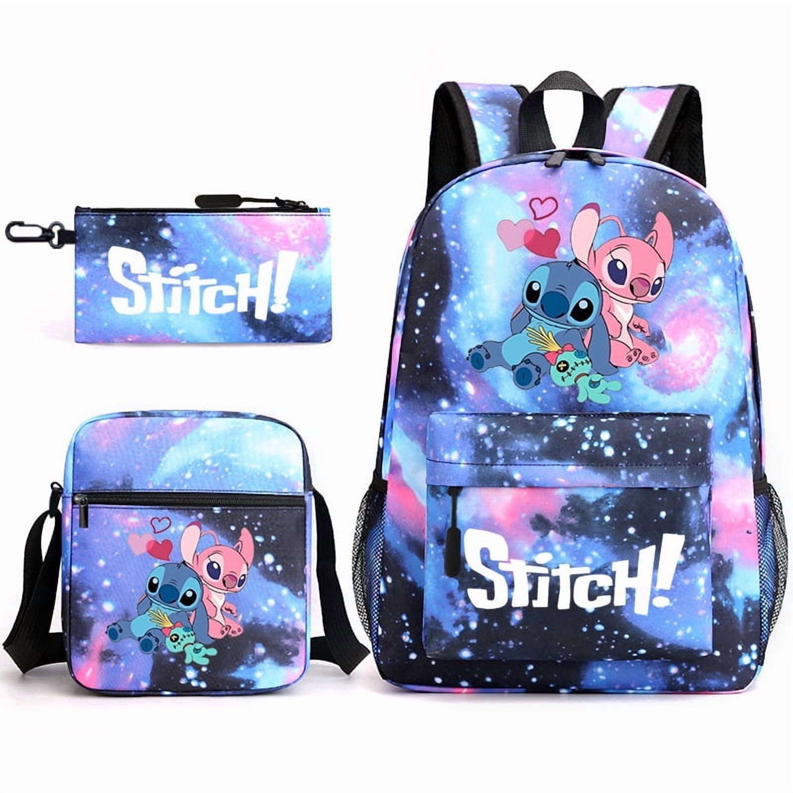 Stitch Cartoon Anime 3 Piece Backpack Lunch Bag & Pencil Case Set ...