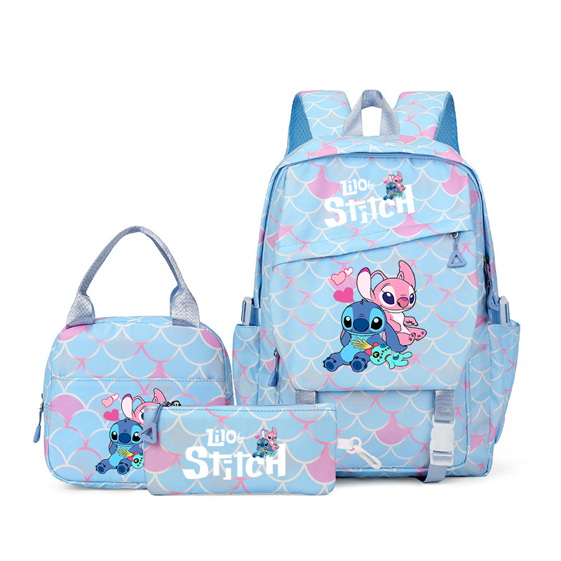 Stitch Cartoon Anime 3 Piece Backpack Lunch Bag & Pencil Case Set ...