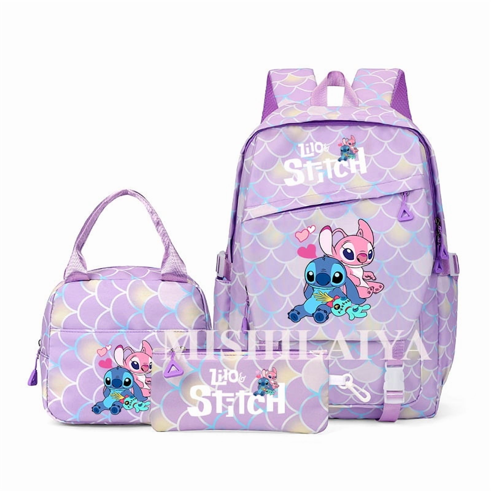 Stitch Cartoon Anime 3 Piece Backpack Lunch Bag & Pencil Case Set ...