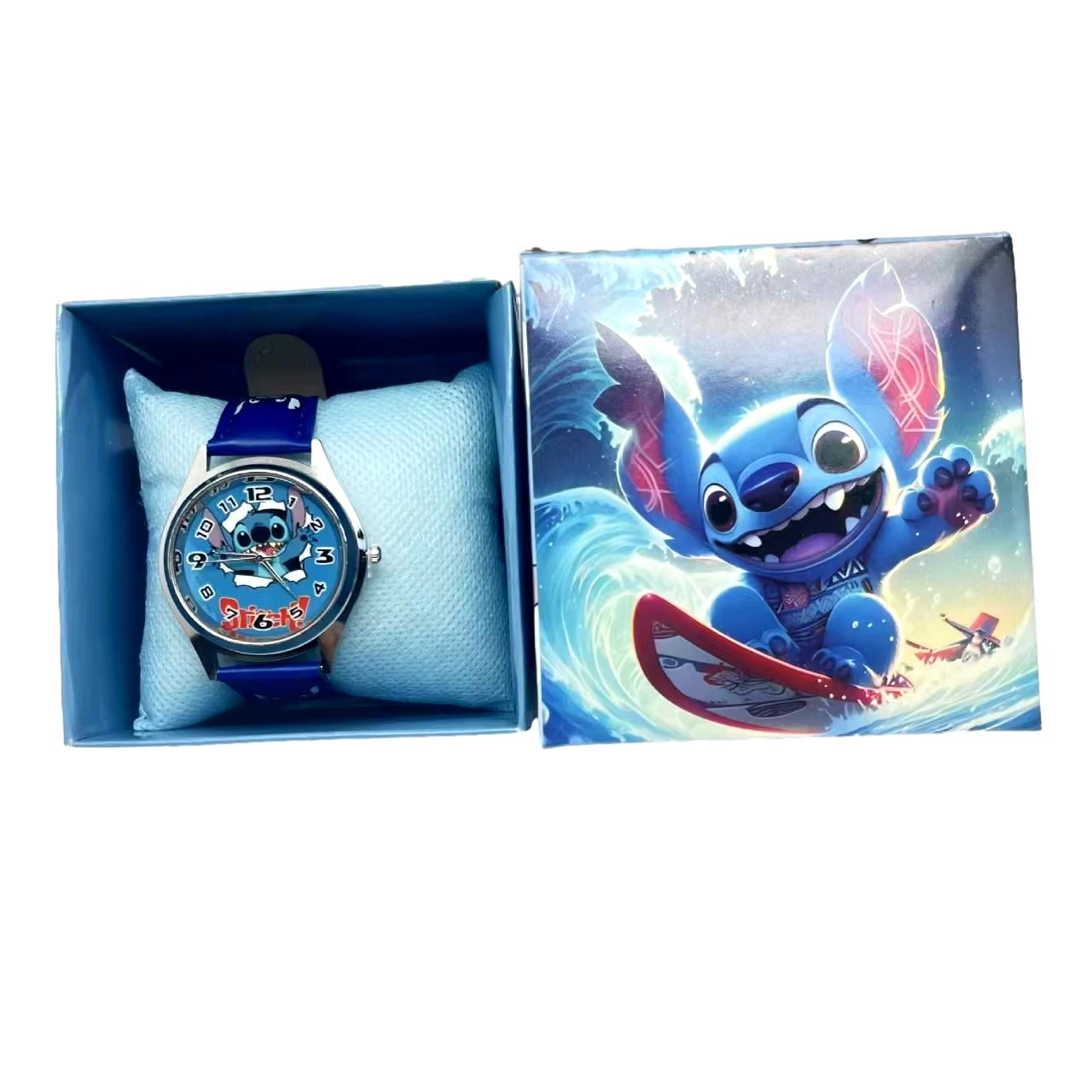 MAIN STREET Stitch Cartoon Character Blue PU Leather Wrist Watch Boxed