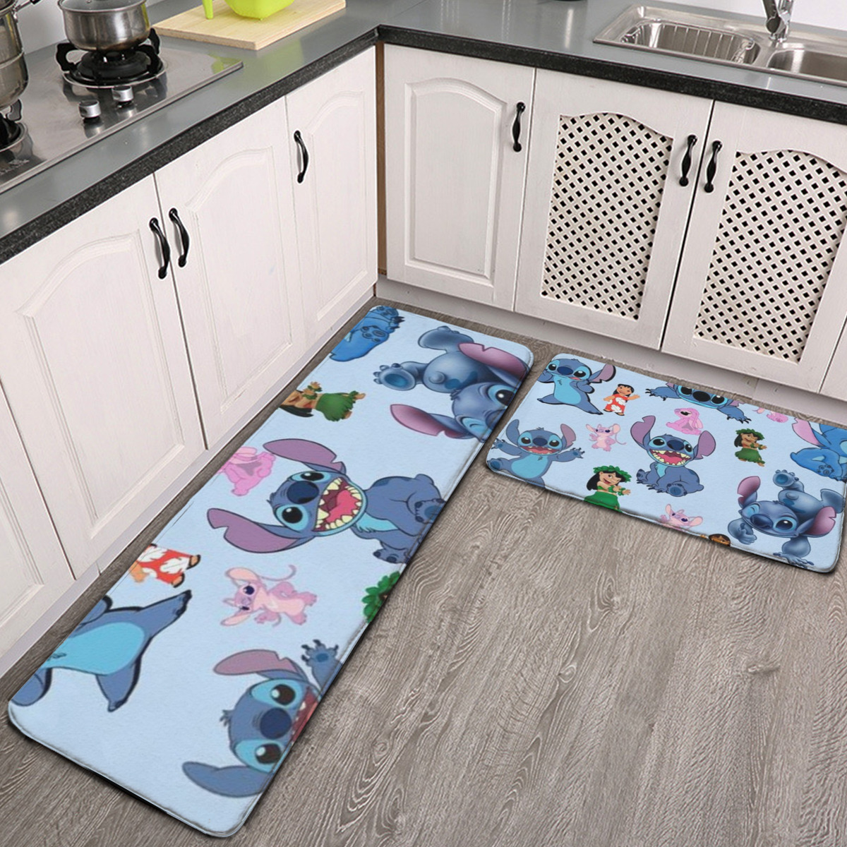 Stitch Cartoon Kitchen Floor Mats Set Of 2, Waterproof and Non-Slip ...