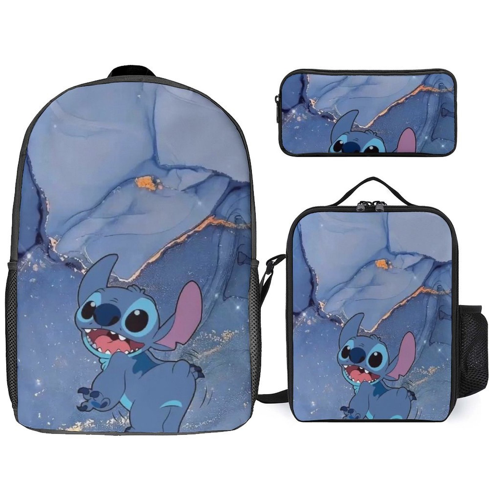 Stitch Cartoon Pattern Backpack 3-piece Set with Lunch Bag And Pencil ...
