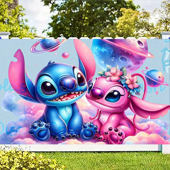 Stitch Cartoon theme birthday flag Background flag Children's party decoration supplies Photography photo props 150*100CM