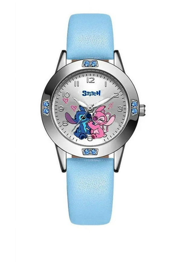 Stitch Character Blue Leather Band Wrist Watch