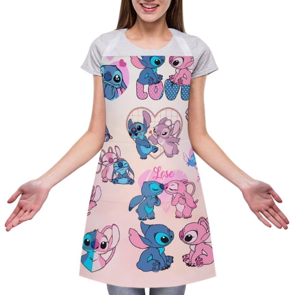Stitch Chef Aprons Adjustable, Waterproof & Oil-Proof Aprons for Men Women with Masks Ideal for Valentine's Day Birthdays Father's Day