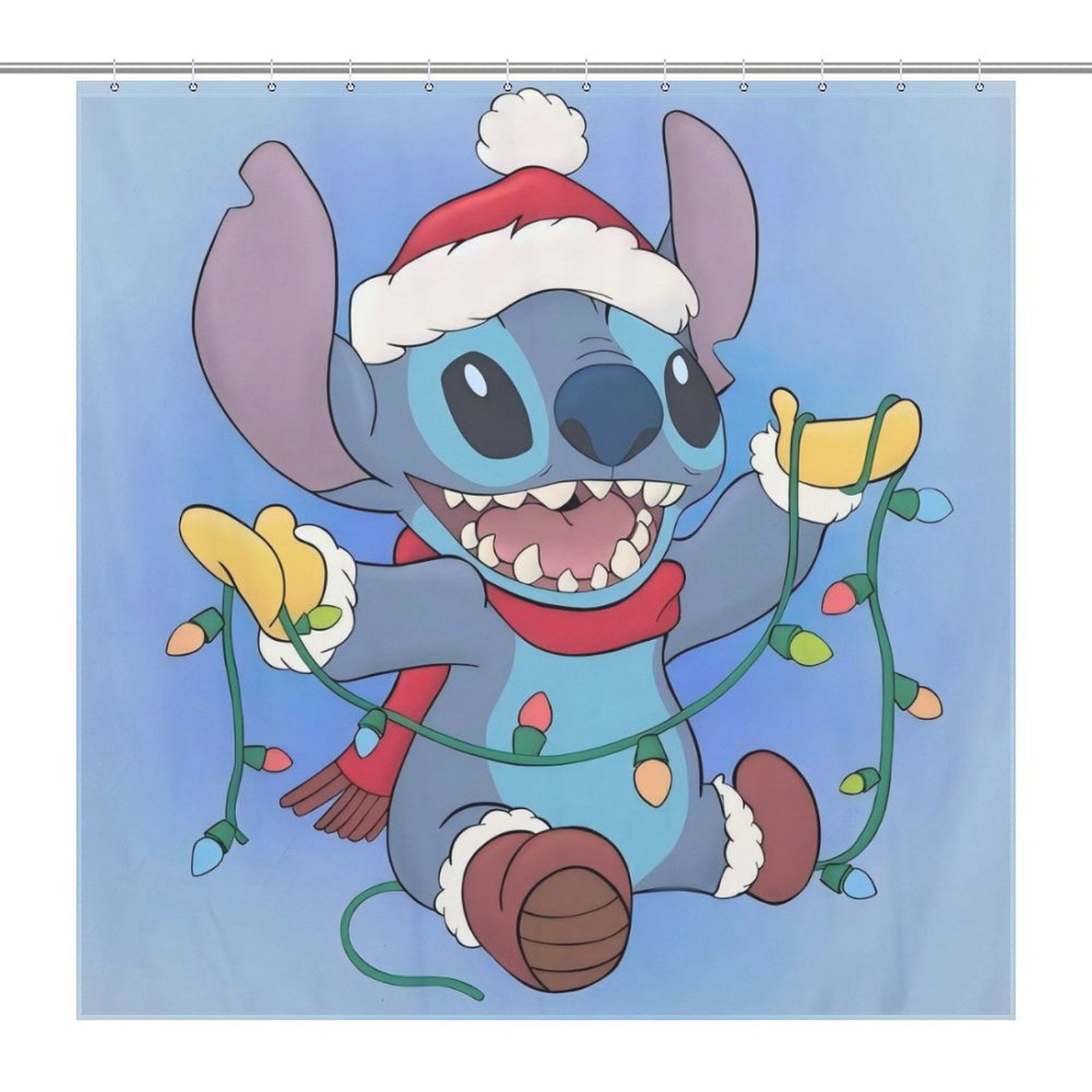 Stitch Christmas Shower curtain waterproof bathtub decorative curtain with 12 hooks suitable for ...