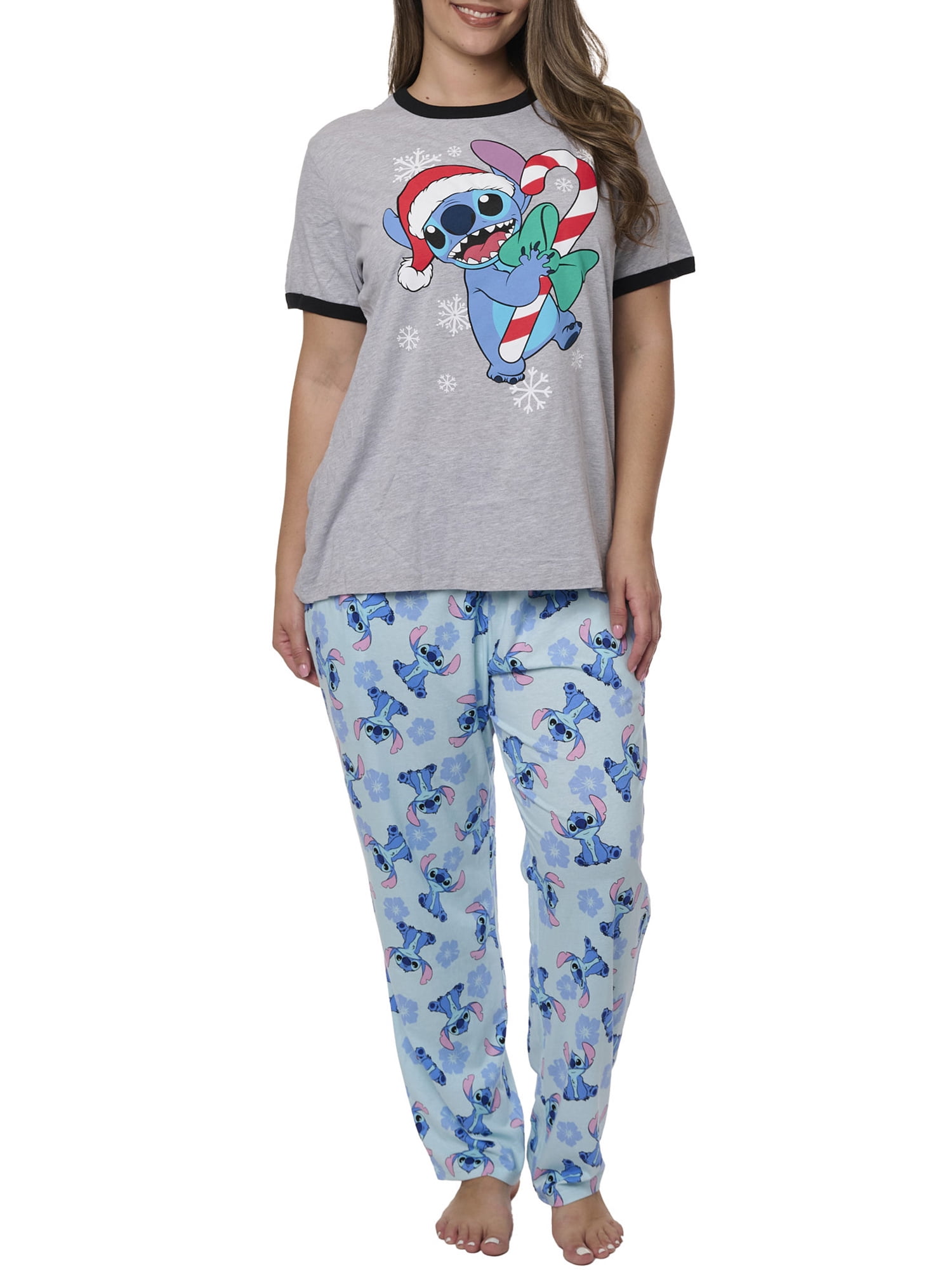 Stitch Christmas T Shirt w Disney Lounge Pajama Pants Women s Plus Size Set Walmart