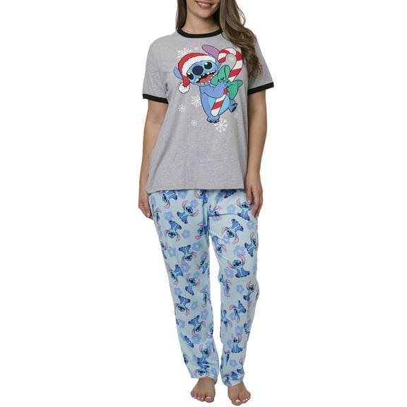 Stitch Christmas T-Shirt w/ Disney Lounge Pajama Pants Women's Plus Size Set