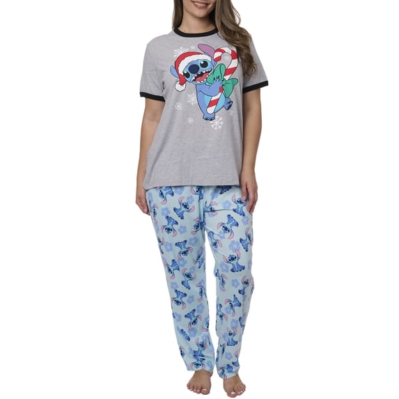 Women's Plus Size Stitch Christmas T-Shirt & Lounge Pajama Pants 2PC (Size 1X)