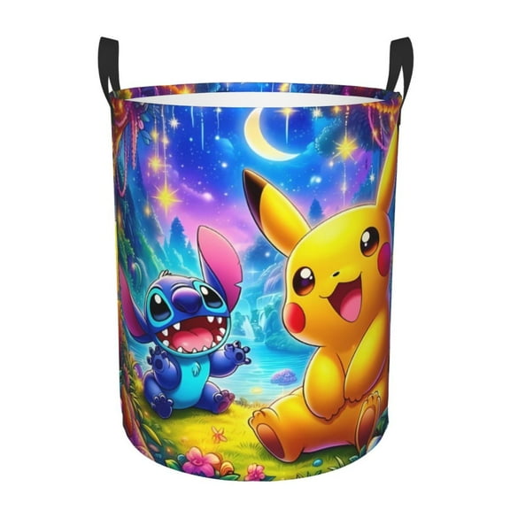 Stitch Circular Hamper Laundry Basket Dirty Clothes Basket Storage Basket For Home Bathroom Medium