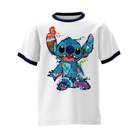 Disney Stitch Ringer Youth Tee Shirt, XS-XL (Boy's)