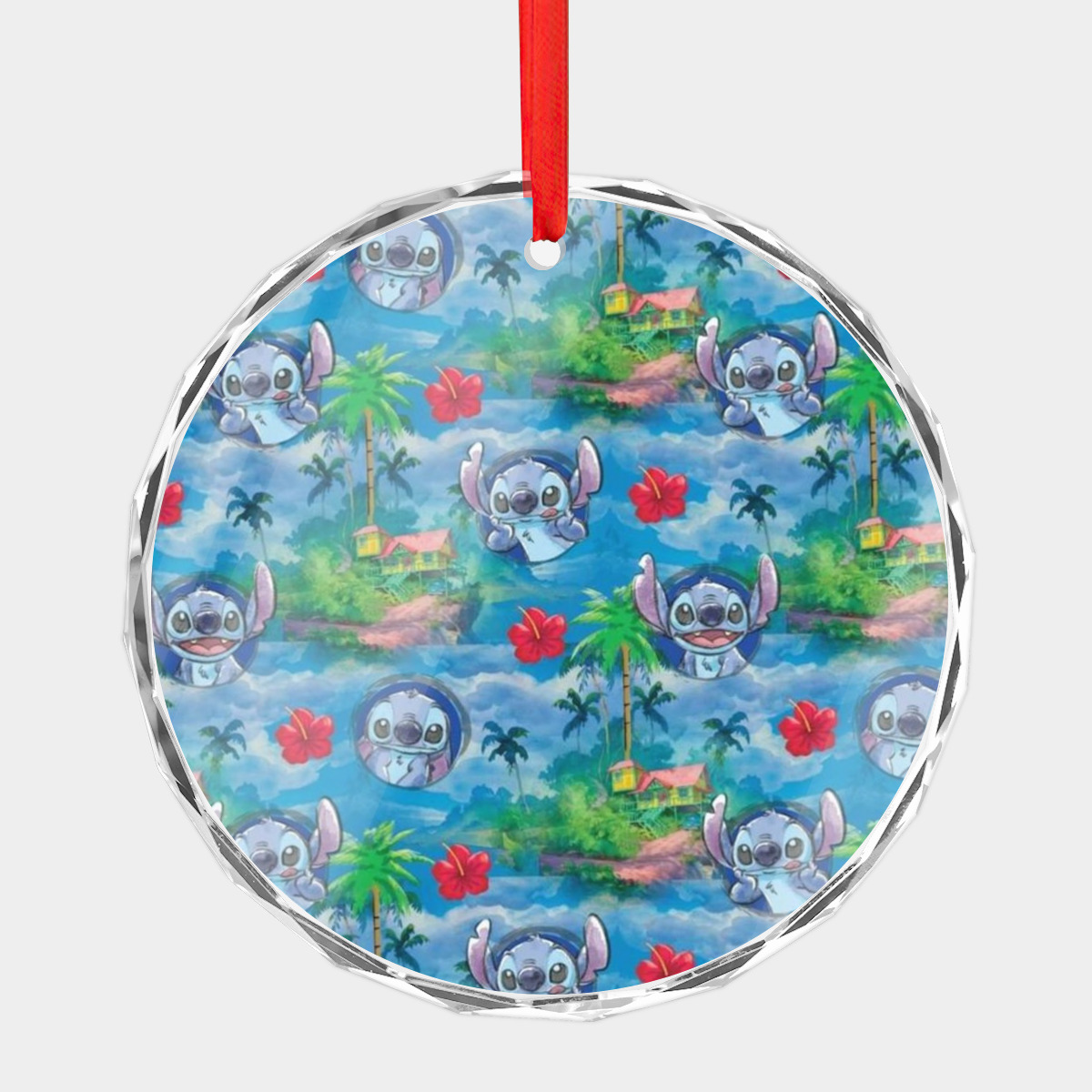 Stitch Crystal Glass Christmas Ornaments, Transparent Glass Christmas Ornaments, Suitable for ...