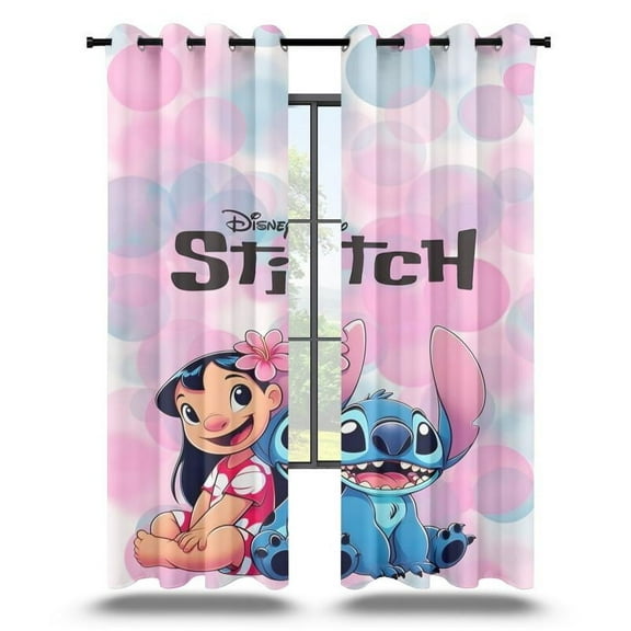 Stitch Curtains Cartoon Character Curtains for Boys Girls Bedroom 42Wx63H Inches,2 Panels Window Treatment Set for Living Room Decor