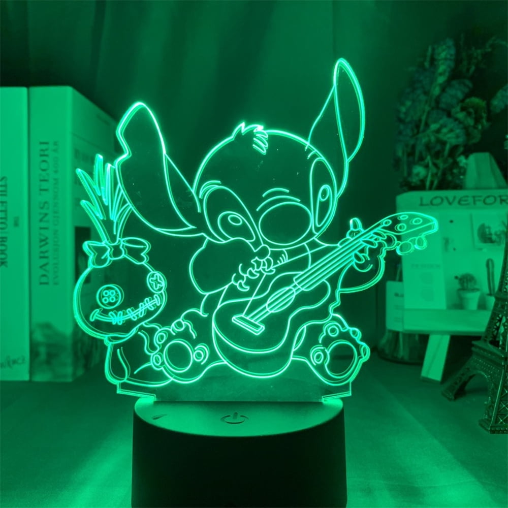 Stitch 3D Anime Character LED Optical Light, Bedroom Decor, Remote Control  Table Sleep Lamp, Visual Night Light, Kids Christmas Birthday Gift, kids