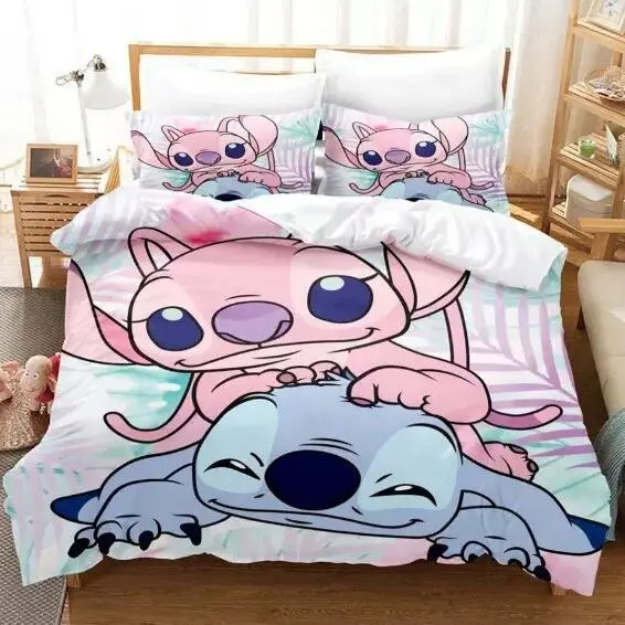Stitch Cute Bed Duvet Cover Funny Anime Cartoon Bedding Sets Lightweight 3 Piece Comforter Sets 1 Duvet Cover and 2 Pillowcases Walmart