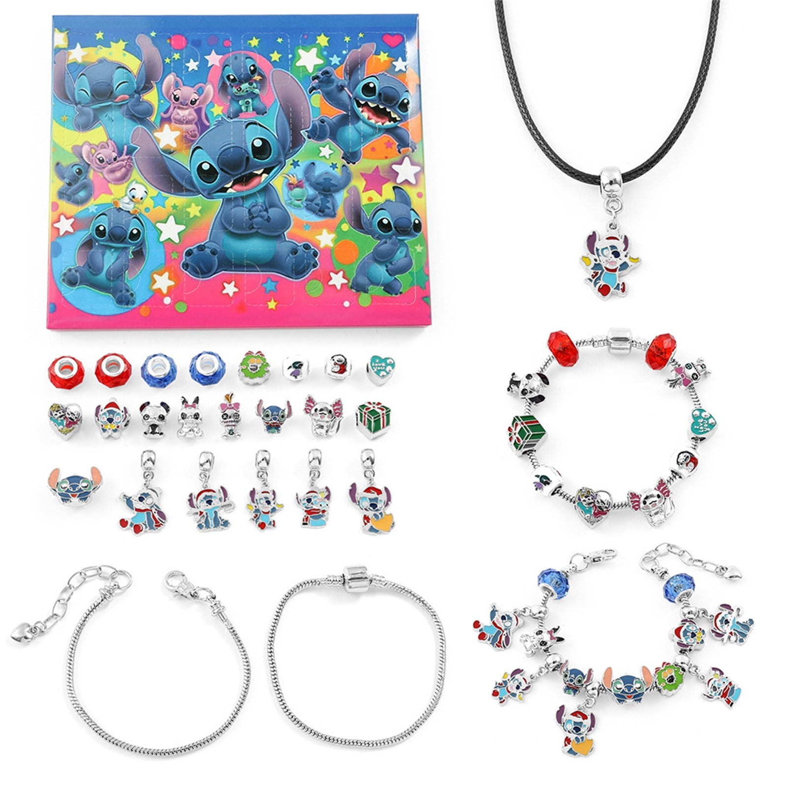 Stitch DIY Jewelry Charm Bracelet Making Kit,2024 Christmas Advent