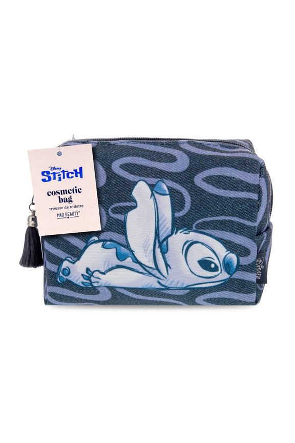 Stitch Denim Cosmetic Bag, Blue with Tassel Zipper