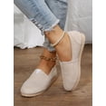 thumbnail image 1 of Stitch Detail Slip On Flats  Beige Vacation Solid Color Women‘s Flat Shoes, 1 of 6