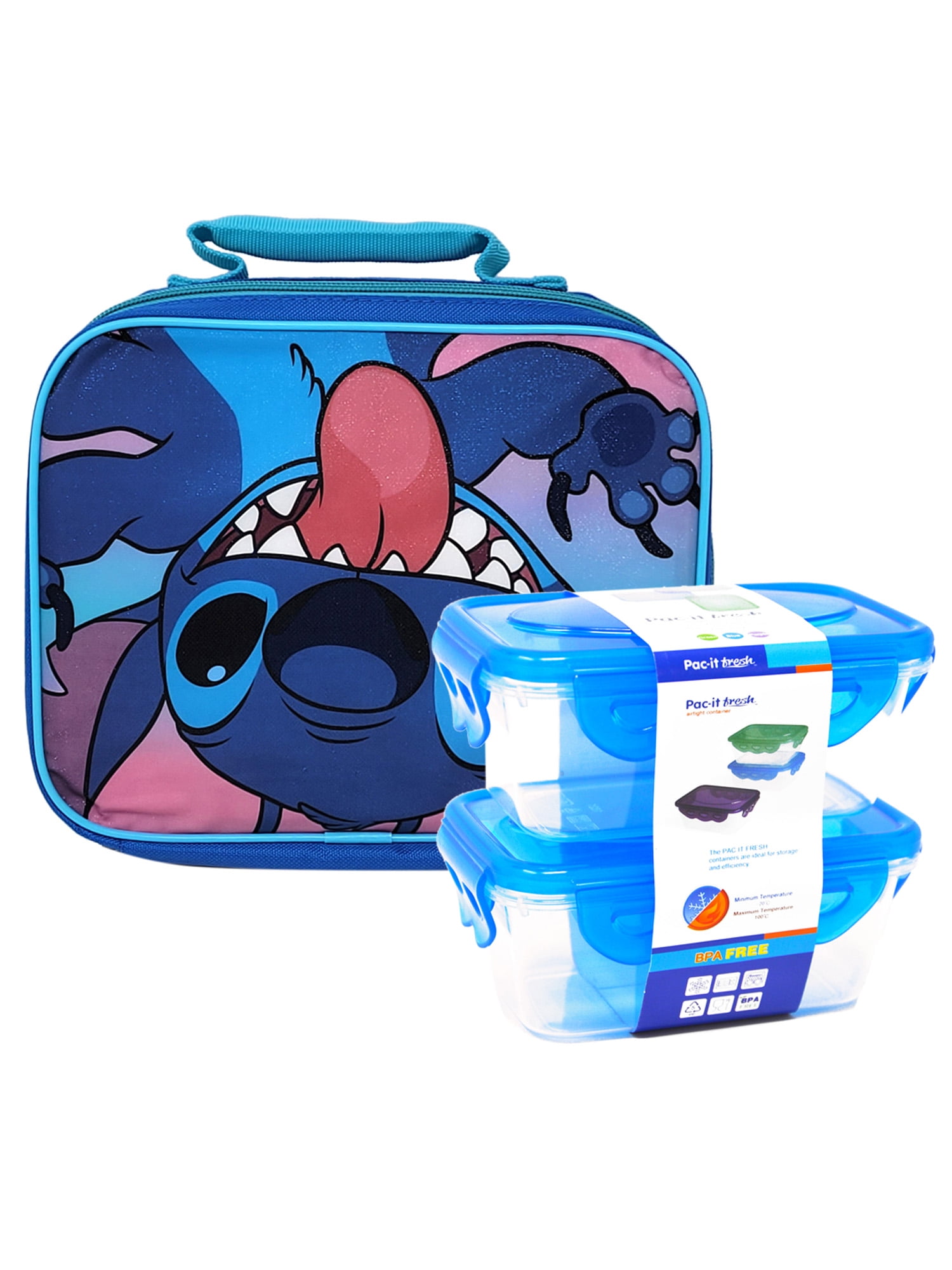 Disney Lilo & Stitch Girls Boys Soft Insulated School Lunch Box (One size, Blue)
