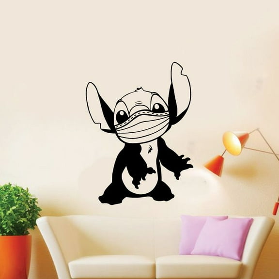 Stitch Face Mask Cute Lilo and Stitch Disney Cartoon Wall Sticker Art Decal for Boys Girls Room Bedroom Kindergarten Nursery House Fun Home Decors Stickers Wall Art Vinyl Decoration Size (20x14 inch)
