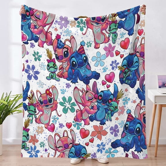 Stitch Flannel Blankets,Soft Cozy Throw Blanket for Couch Bed,Perfect Gift for Fans
