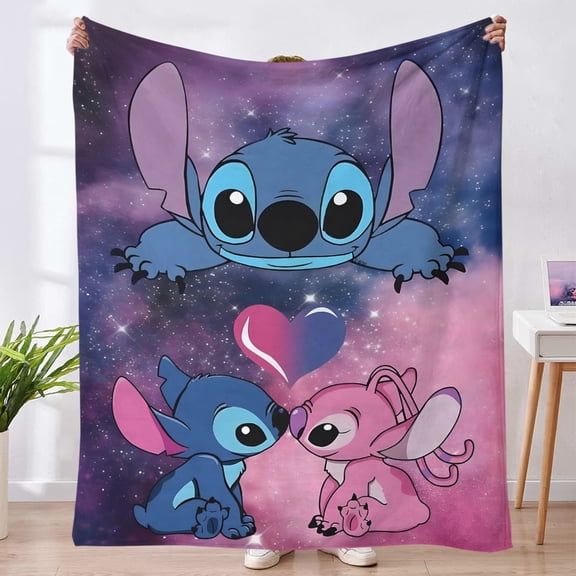Stitch Flannel Blankets,Soft Cozy Throw Blanket for Couch Bed,Perfect Gift for Fans
