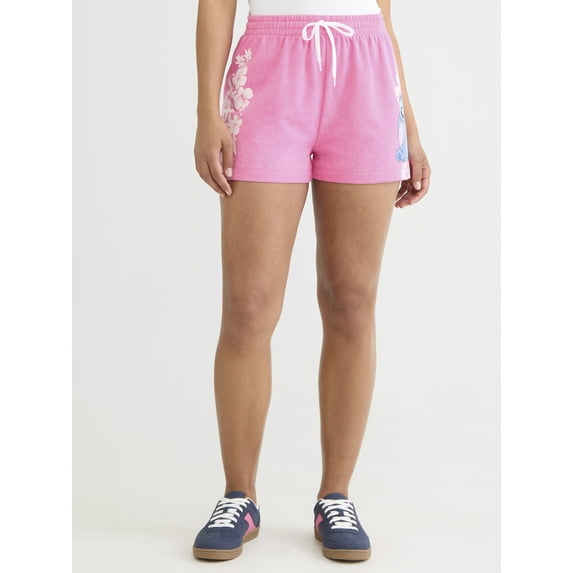 Stitch Floral Women's Graphic French Terry Shorts, Sizes XXS-XXL