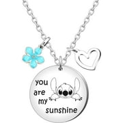 CHENKSHUE Stitch Gift Ohana Necklace, Stitch Stuff Necklace Birthday Gifts for Women Niece Daughter Granddaughter Jewelry