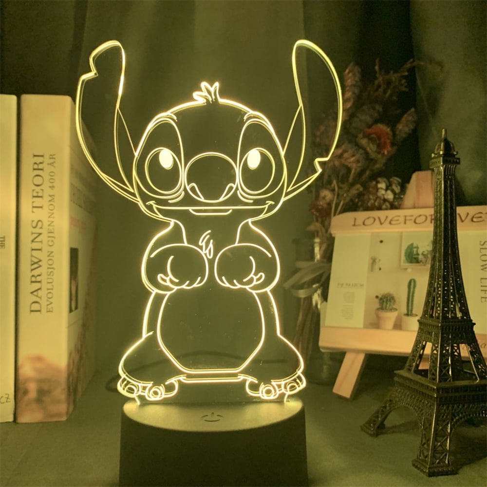 Stitch Night Light, 3D LED Light Lilo Stitch Gifts LED Intelligent Stitch  Lamp 7 Color Light for Christmas Childrens Room Decoration HFY 