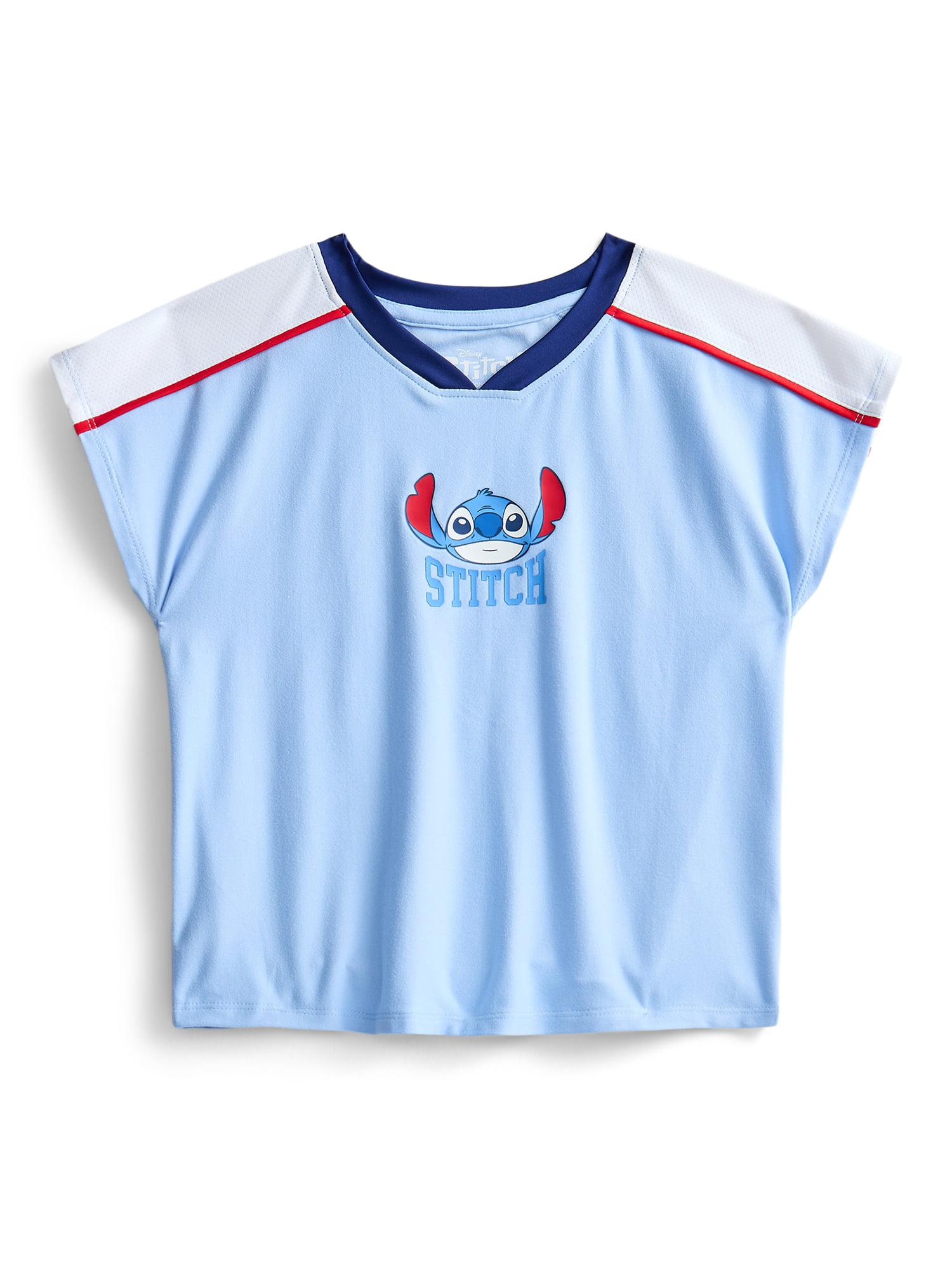 Stitch Girls Active V-Neck Graphic Jersey with Short Sleeves, Sizes 4-12