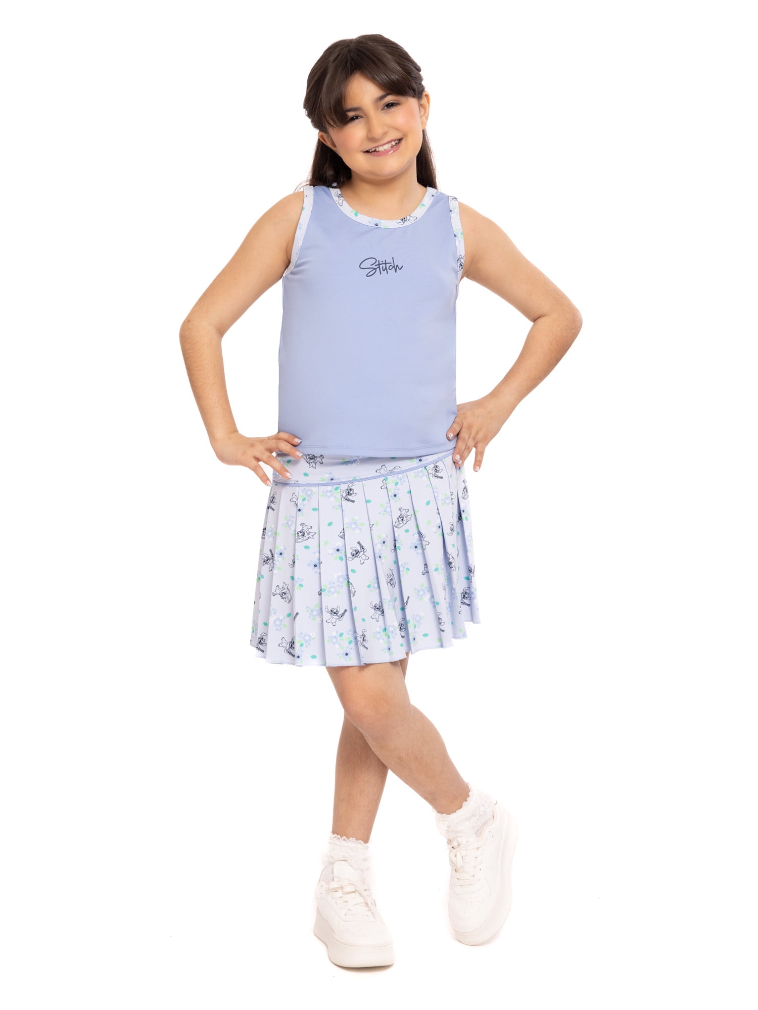 Stitch Girl's Active Tank Top and Pleated Skort Set, Sizes 4-12