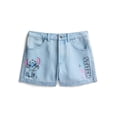 thumbnail image 1 of Stitch Girls Graphic Print Denim Shorts, Sizes 4-16, 1 of 8