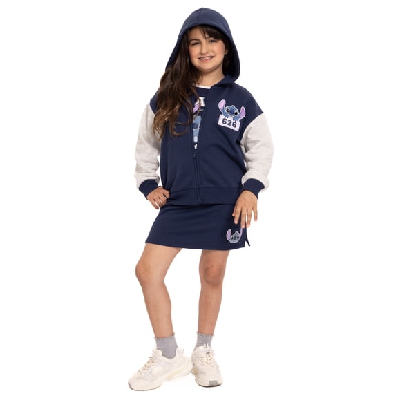 Stitch Girls Graphic Full Zip Hooded Sweatshirt, Sizes 4-16